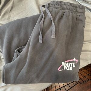 White Fox Boutique Gray Track Pants Elastic Cuffs Drawstring Waistband